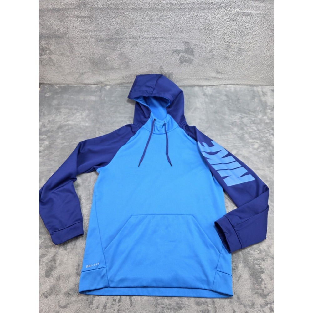 Nike Dri Fit Hooded Sweatshirt Men's Size S Blue Long Sleeve Pockets